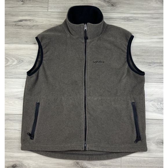 VTG Solstice Polartec‎ Vest Fleece Sleeveless Jacket Brown Womens L Full Zip REI - Picture 1 of 6